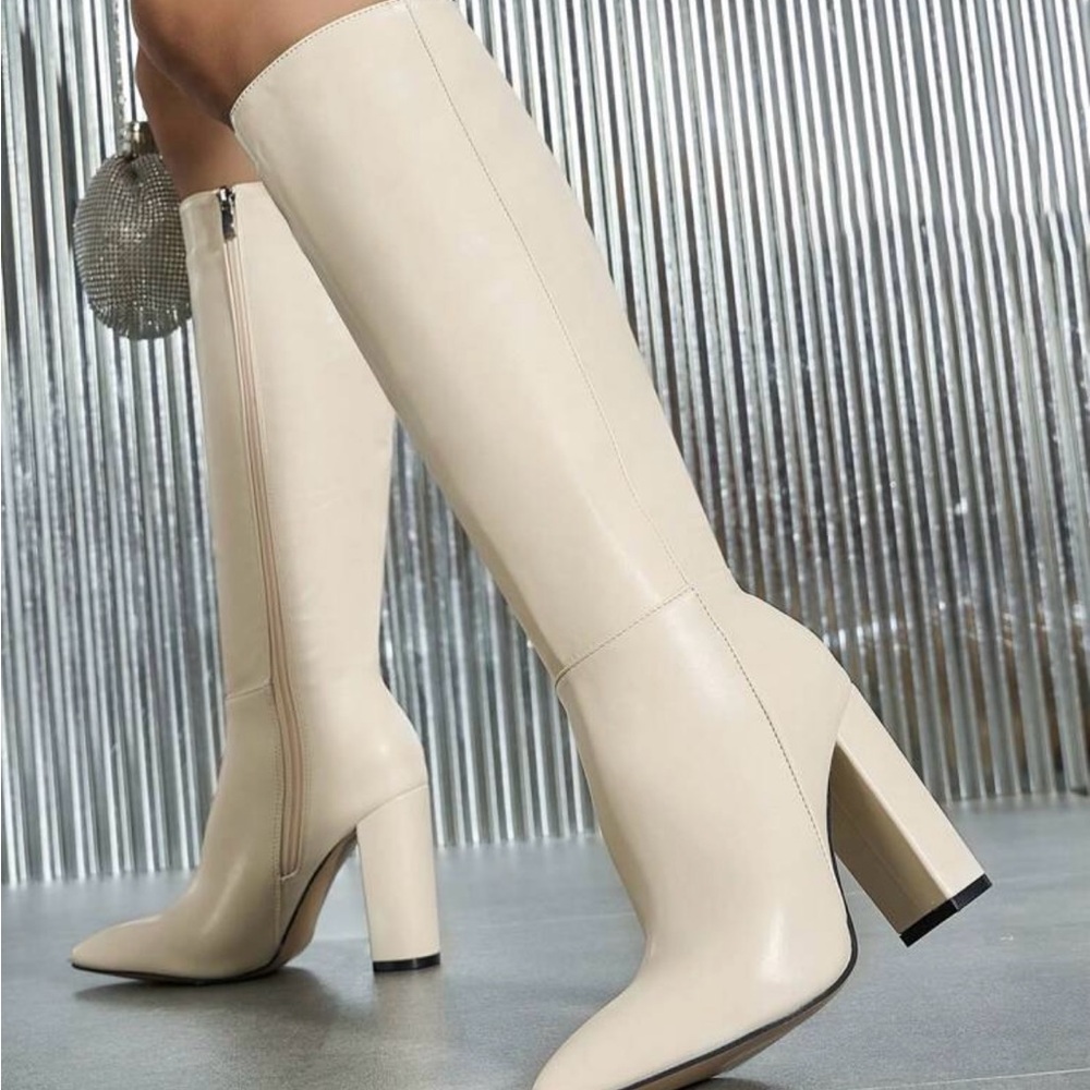 knee high zipper boots with heels